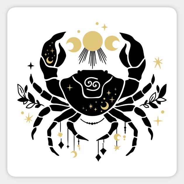 Black and Gold Zodiac Sign CANCER Sticker by KOTOdesign